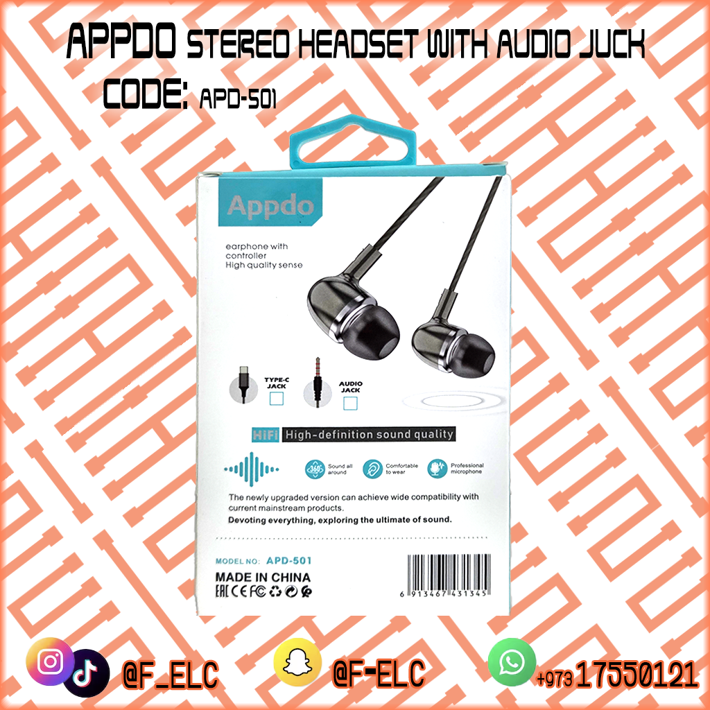 APPDO STEREO HEADSET WITH AUDIO JUCK
