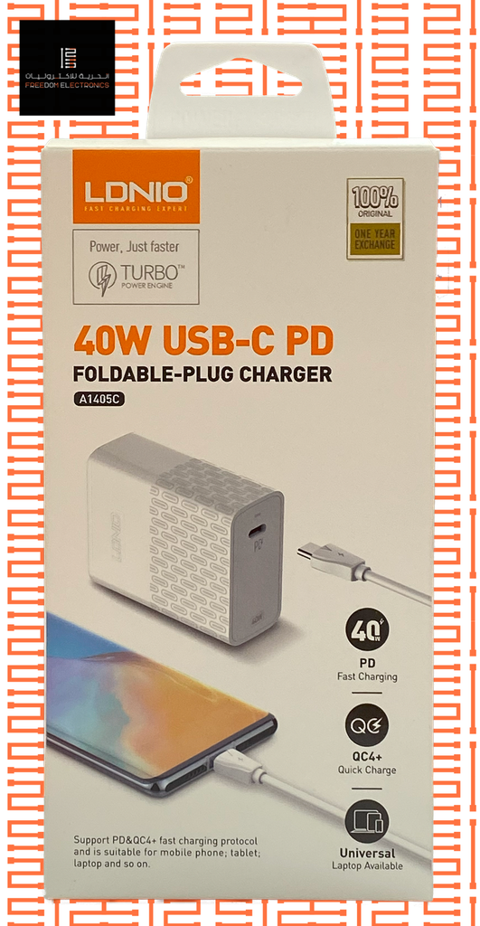 LDNIO 40W USB-C PD CHARGER WITH PD CABLE 1M [A1405C]