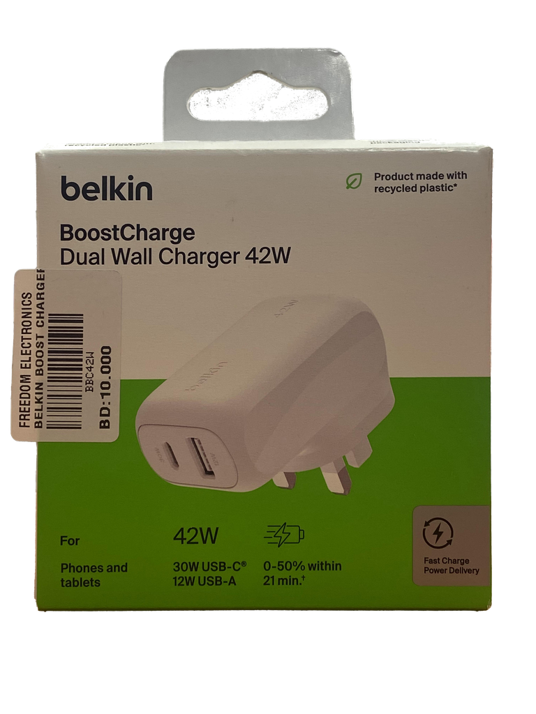BELKIN BOOST CHARGE DOUAL WALL CHARGER 42W uk