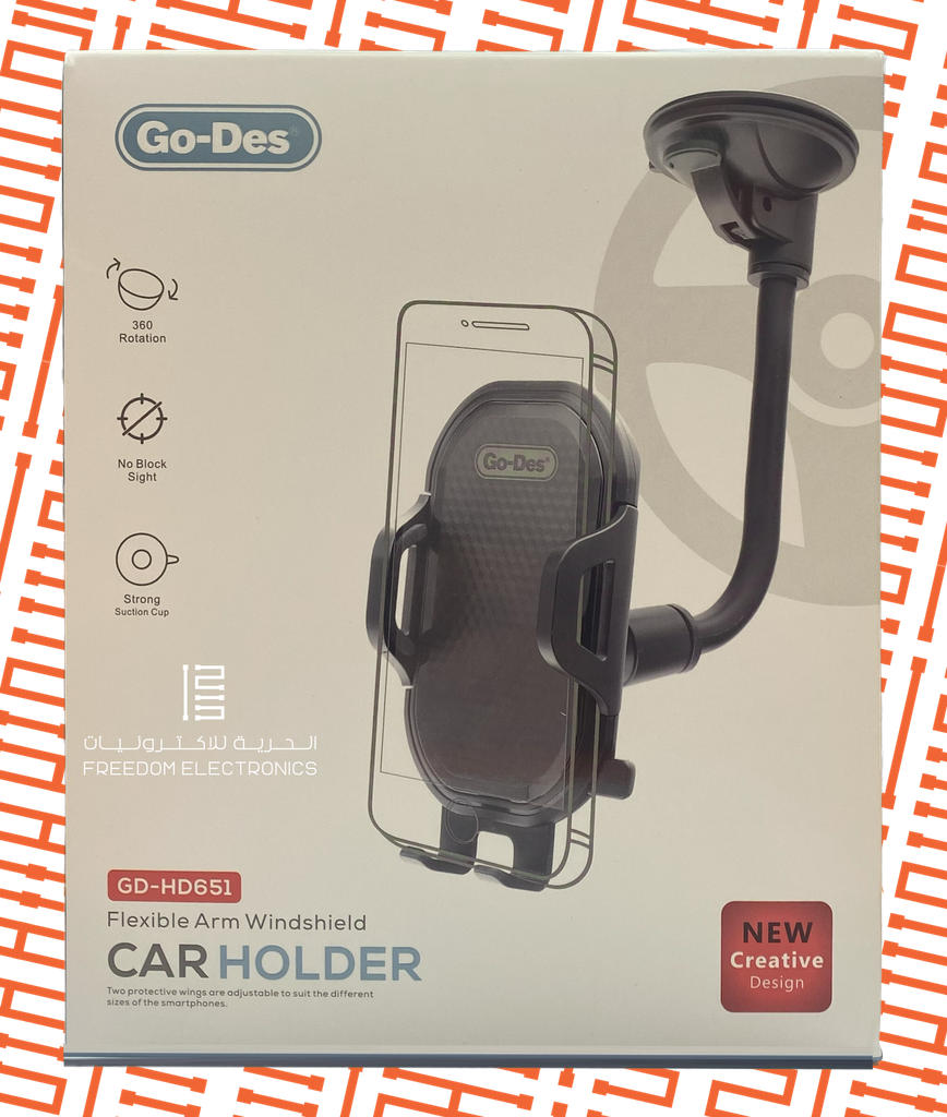 GO-DES FLEXIBLE ARM WIND SHIELD CAR HOLDER