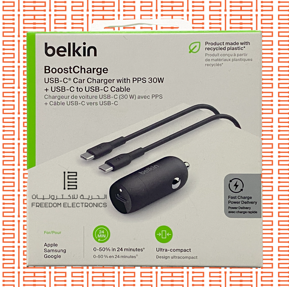 BELKIN BOOST CHARGE 30W CAR CHARGER WITH PD TYPE-C CABLE