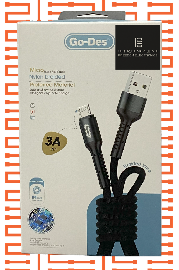 GO-DES NAYLON BRAIDED SUPER FAST CABLE MICRO USB