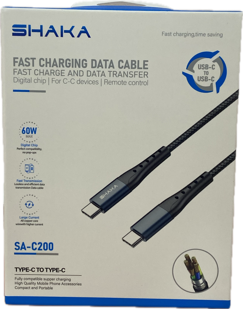 SHAKA C200PDC PD TYPE-C SYNC & CHARGING CABLE SA-C200PDC