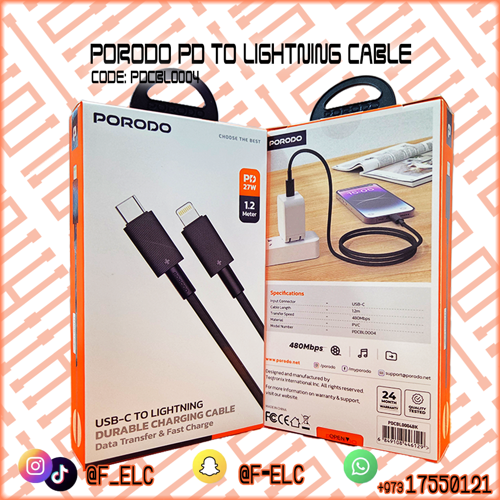 PORODO PD LIGHTNING CABLE 1.2M 480MBPS