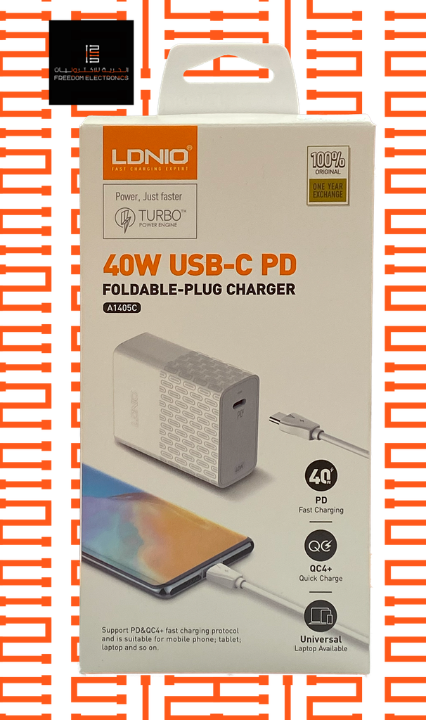 LDNIO 40W USB-C PD CHARGER WITH PD CABLE 1M [A1405C]