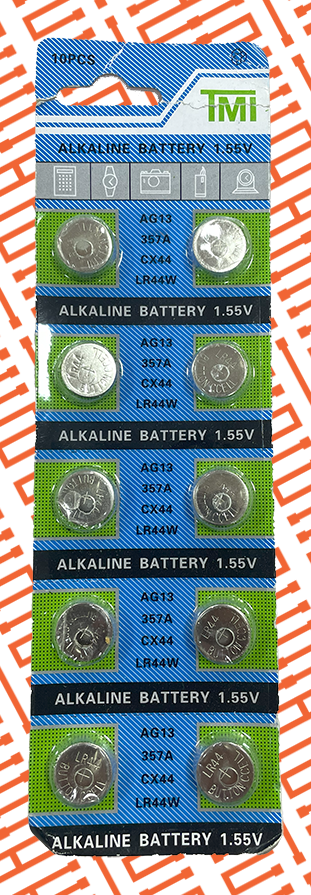 TMI ×2 AG13 LR44 A76 BUTTON CELL COIN ALKALINE BATTERY 1.55V