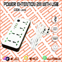 2000W POWER SOCKET WITH USB 2M 6 SOCKETS 3 USB-A 1 USB-C