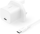 Belkin 25W USB-C Charger with USB-C 60W (3.3ft, 1m) - PD 3.0 and PPS Fast Charging C Charger for Apple iPhone 16 Series, iPad Pro, Samsung Galaxy S25, Nintendo Switch - White